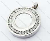 Stainless Steel CNC Inlay ZIrcon Round Pendant - KJP051164