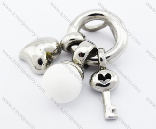 Stainless Steel Heart Bead Key Pendant - KJP010091