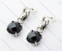 Stainless Steel Black Stone Earring - KJE010005<b style='color:red'> (Unavailable Item, Please remove it)</b>