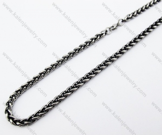 555 × 6 mm Black Stainless Steel Biker Necklace - KJN370010