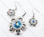 Colourful Rhinestones Flower Pendant & Earrings Jewelry Set - KJS410035<b style='color:red'> (Unavailable Item, Please remove it)</b>