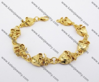 Stainless Steel Gold Skull Bracelet KJB170112