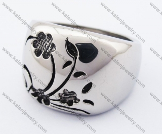 Smooth Stainless Steel Flower Ring KJR370069
