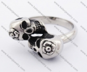 Stainless Steel Double Skull Head Ring KJR370083