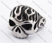 Stainless Steel Flames Skull Ring KJR370085