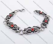 Vintage Stainless Steel Inlay Red Rhinestones Bracelet KJB170132