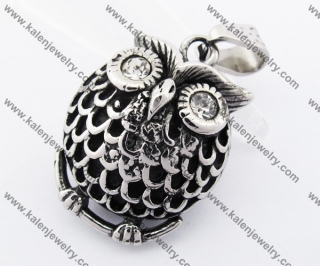 Stainless Steel Rhinestone Eyes Chunky Owl Pendant KJP170263