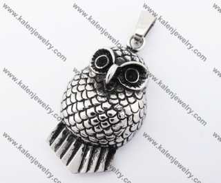 Stainless Steel Black Rhinestone Eye Owl Pendant KJP170267