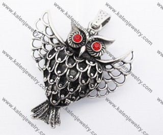 Stainless Steel Red Stone Eyes Wings Flying Owl Pendant KJP170269