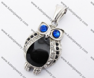 Stainless Steel Obese Blue Stone Eyes Owl Pendant KJP170272