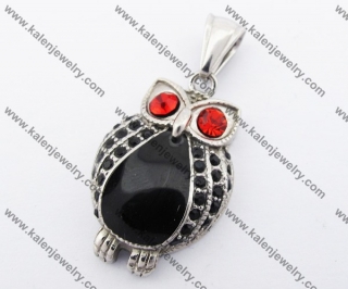 Stainless Steel Obese Red Stone Eyes Owl Pendant KJP170274
