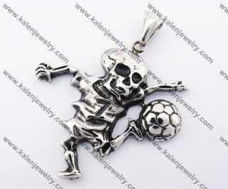 Stainless Steel Play Football Skull Pendant KJP170286