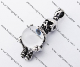 Stainless Steel Skull Crystal Ball Pendant KJP170370