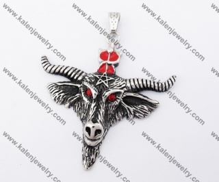 Stainless Steel Red Stone Eyes Ngau Tau Pendant KJP170378