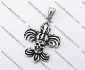 Stainless Steel Fleur De Lis Skull Pendant KJP170380