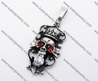 Stainless Steel Ruby Eyes Crown Skull Pendant KJP170388