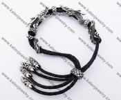 Stainless Steel Double Dragon Leather Bangle KJB170141