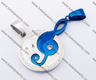 Half Blue Stainless Steel Music Couple Pendants KJP051202