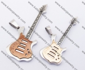 Coffee Stainless Steel Guitar Couple Pendants KJP051230