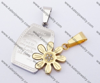 Half Gold Stainless Steel Flower Couple Pendants KJP140145