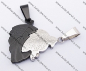 Half Black Stainless Steel Double Leaves Couple Pendants KJP140161