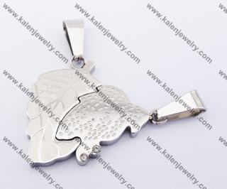 Stainless Steel Double Leaves Couple Pendants KJP140162