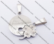 Stainless Steel Inlay Rhinestones Clover Couple Pendants KJP140163