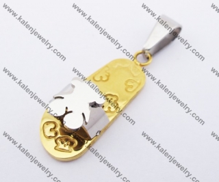 Gold Stainless Steel Bear Slippers Pendant KJP140205