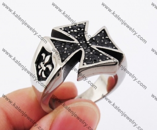 Stainless Steel Iron Cross Ring KJR370166