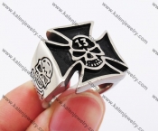 Stainless Steel 13# Skull Iron Cross Ring KJR370179