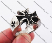 Stainless Steel Inlay Stones Iron Cross Ring KJR370190