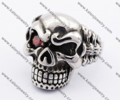 Stainless Steel Red Eyes Skull Ring KJR370217