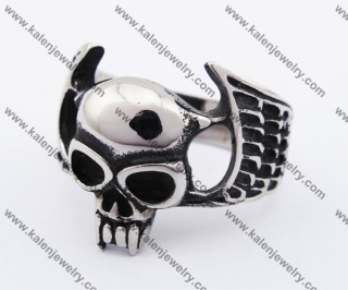 Stainless Steel Wings Skull Ring KJR370237