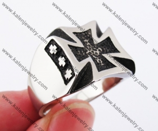 Stainless Steel Iron Cross Ring KJR370250