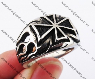 Stainless Steel Flames Iron Cross Ring KJR370253