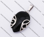 Stainless Steel Black Agate Heart Pendant KJP090438