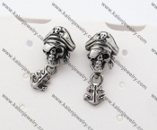 Stainless Steel Pirate Skull with Anchor Ear Stud / Ear Nail KJE490002