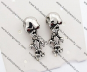 Stainless Steel Red Eyes Skull with Fleur De Lis Ear Stud KJE490009