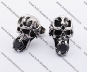 Stainless Steel Black Stone Punk Ear Stud KJE500001