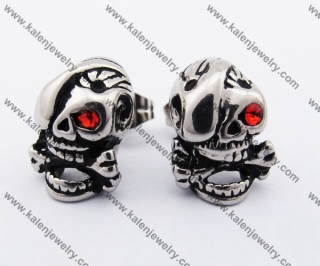 Stainless Steel Bitting Bones Skull Ear Stud KJE500002