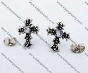 Vintage Stainless Steel Stone Cross Ear Stud KJE500004