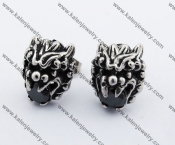 Stainless Steel Black Stone Ear Stud KJE500007