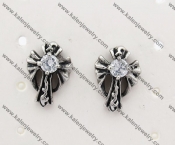 Vintage Stainless Steel Stone Cross Ear Stud KJE500009