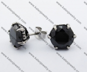 Stainless Steel Black Stone Ear Stud KJE500011