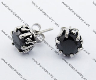 Stainless Steel Black Stone Ear Stud KJE500015