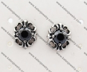 Vintage Stainless Steel Black Stone Ear Stud KJE500018