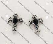 Stainless Steel Black Stone Ear Stud KJE500020