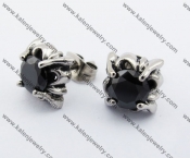 Stainless Steel Black Stone Ear Stud KJE500022