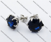 Stainless Steel Blue Stone Claw Ear Stud KJE500023