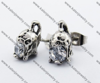 Stainless Steel Stone Knight Helmet Ear Stud KJE500024